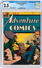 "ADVENTURE COMICS" #51 JUNE 1940 CGC 2.5 GOOD+.