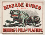 "HERRICK'S PILLS AND PLASTERS" MEDICINE ADVERTISING SIGN.