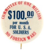 GERALD L. K. SMITH ASSOC. OF LONG, COUGHLIN & LEMKE C. 1938 BUTTON FOR HIS COMMITTEE OF ONE MILLION.