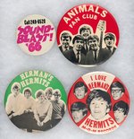 RAY CHARLES/BEACH BOYS RARE CONCERT/ANIMALS/TWO HERMAN'S HERMITS 1960s FOUR BUTTON GROUP.