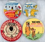 RARE LICENSED AND UNLICENSED BUTTONS FOR FRED FLINTSTONE, YOGI & BOO-BOO BEAR.