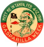 OUTSTANDING GRAPHIC PIRATE W/SKULL & CROSSBONES FLAG FOR TAMPA'S 1916 GASPARILLA WEEK.