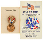 PAIR OF WWII PATRIOTIC PINS ON ORIGINAL CARDS.