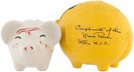 WORLD WAR II ANTI-HITLER COMPOSITION & CHINA PIGGY BANK PAIR.