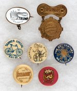 BICYCLES AND EQUIPMENT SEVEN SCARCE TO RARE BADGES ALL C. 1896-1898.