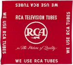 "RCA TELEVISION TUBES" CLOTH ADVERTISING BANNER.