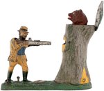 "TEDDY AND THE BEAR" CAP-FIRING MECHANICAL BANK.