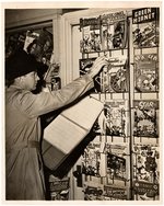 NEWSSTAND PUBLICITY PHOTO FEATURING GOLDEN AGE DC COMICS.