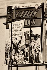 NEWSSTAND PUBLICITY PHOTO FEATURING GOLDEN AGE DC COMICS.