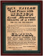 "GEN. TAYLOR AND PEACE WITH MEXICO!" LEBANON, PA 1848 ADVERTISING BROADSIDE.