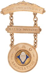 "B & O ASSOCIATION/BALTO. DIVISION/PAST PRESIDENT" 14K GOLD BADGE.