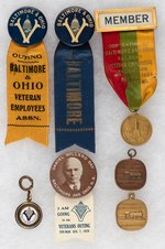 B & O FIVE VETERAN ITEMS C. 1920s PLUS TWO "ENGINEER" SERVICE AWARDS.