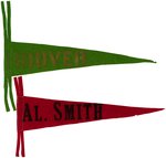 "HOOVER" AND "AL. SMITH" PAIR OF 1928 PENNANTS.