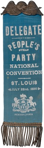 "PEOPLE'S PARTY NATIONAL CONVENTION" DELEGATE RIBBON.