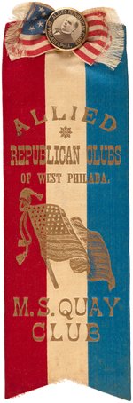 McKINLEY "ALLIED REPUBLICAN CLUBS OF WEST PHILADA" BUTTON AND RIBBON.