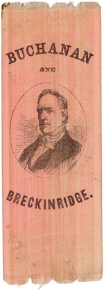 RARE "BUCHANAN AND BRECKINRIDGE" 1856 PORTRAIT RIBBON.