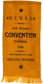 NEW YORK WOMEN'S SUFFRAGE ASSOCIATION 1894 CONVENTION RIBBON.