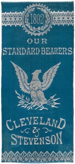 HIGH GRADE "1892 OUR STANDARD BEARERS CLEVELAND & STEVENSON" RIBBON.