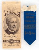 PAIR OF NEW YORK JAMES BLAINE RIBBONS.