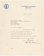 HOOVER 1928 SIGNED LETTER DATED "JUNE 15, 1928" FINAL DAY OF THE REPUBLICAN NATIONAL CONVENTION.