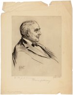WARREN G. HARDING SIGNED AND INSCRIBED ETCHING.