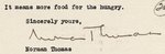 SOCIALIST NORMAN THOMAS SIGNED LETTER DATED "SEPTEMBER 4, 1947".