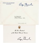 GEORGE H. W. BUSH SIGNED VICE PRESIDENT CARD.