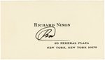 RICHARD NIXON "RN" SIGNED BUSINESS CARD.