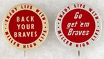 MILWAUKEE BRAVES LOT OF TWO MUCHINSKY BOOK PHOTO EXAMPLE BEER AD BUTTONS.