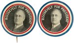 "ROOSEVELT FOR PRESIDENT" BUTTON AND MIRROR PAIR.