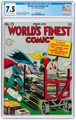 "WORLD'S FINEST COMICS" #13 SPRING 1944 CGC 7.5 VF-.