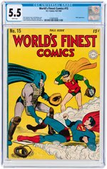 "WORLD'S FINEST COMICS" #15 FALL 1944 CGC 5.5 FINE-.