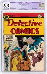 "DETECTIVE COMICS" #113 JULY 1946 CGC RESTORED 6.5 SLIGHT (C-1) FINE+.