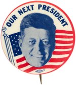 "OUR NEXT PRESIDENT" JOHN F. KENNEDY FLOATING HEAD PORTRAIT BUTTON.