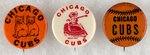 CHICAGO CUBS LOT OF THREE MUCHINSKY BOOK PHOTO EXAMPLE BUTTONS.