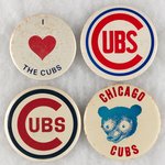 CHICAGO CUBS LOT OF FOUR LARGE MUCHINSKY BOOK PHOTO EXAMPLE BUTTONS.