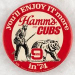 CHICAGO CUBS HAMM'S BEER & WGN-TV 9 LARGE BUTTON.