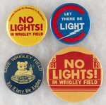 CHICAGO CUBS LOT OF FOUR '87/'88 LIGHT ISSUE MUCHINSKY BOOK PHOTO EXAMPLE BUTTONS.