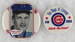 CHICAGO CUBS MANAGER & PLAYER LOT OF TWO MUCHINSKY BOOK PHOTO EXAMPLE BUTTONS.