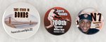 SAN FRANCISCO GIANTS BARRY BONDS LOT OF THREE BUTTONS FROM 2001 AND 2004.