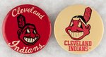 CLEVELAND INDIANS LOT OF TWO LARGE WAHOO MUCHINSKY BOOK PHOTO EXAMPLE BUTTONS.