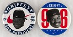 SEATTLE MARINERS KEN GRIFFEY JR. LOT OF TWO MUCHINSKY BOOK PHOTO EXAMPLE BUTTONS.