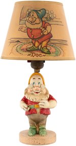 "SNOW WHITE AND THE SEVEN DWARFS - DOC" FIGURAL LAMP & MATCHING SHADE.
