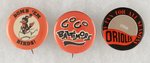 BALTIMORE ORIOLES LOT OF THREE MUCHINSKY BOOK PHOTO EXAMPLE BUTTONS.