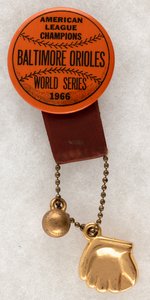 BALTIMORE ORIOLES "CHAMPIONS/SERIES" MUCHINSKY BOOK PHOTO EXAMPLE BUTTON.