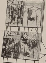 COMIC BOOK DISPLAY RACK PROMOTIONAL FLYER FEATURING GOLDEN AGE COMICS.