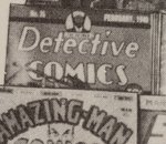 COMIC BOOK DISPLAY RACK PROMOTIONAL FLYER FEATURING GOLDEN AGE COMICS.