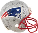 NEW ENGLAND PATRIOTS 1995 TEAM SIGNED FOOTBALL HELMET.