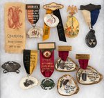 MARYLAND/BALTIMORE ONE RIBBON & TEN BADGES FEATURING CRABS AND OYSTERS 1893-1934.