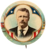 ROOSEVELT BATTLESHIP AND FACTORY 1904 PORTRAIT BUTTON HAKE #104.